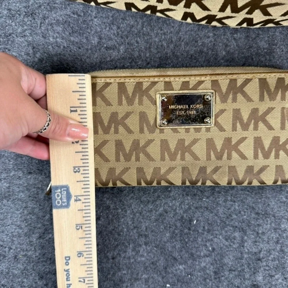Michael Kors MK Logo Tote Bag & Wallet Set‎ Brown Beige Signature Purse